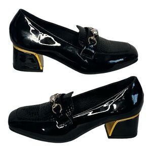 She & in Black shoes mid heel square toe block size 7.5 (Woman's)